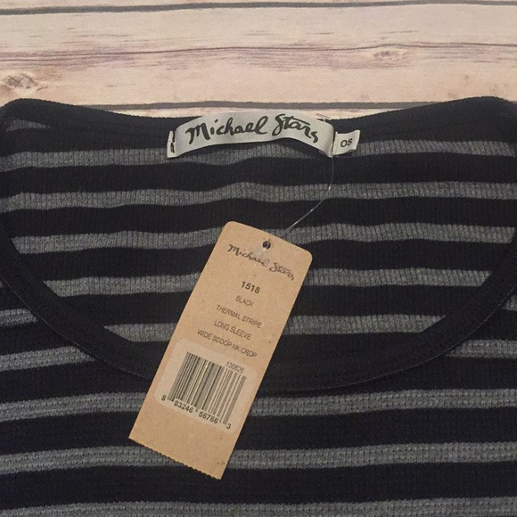 NWT Michael Stars Thermal Stripe Wise Scoop Neck - Picture 3 of 4